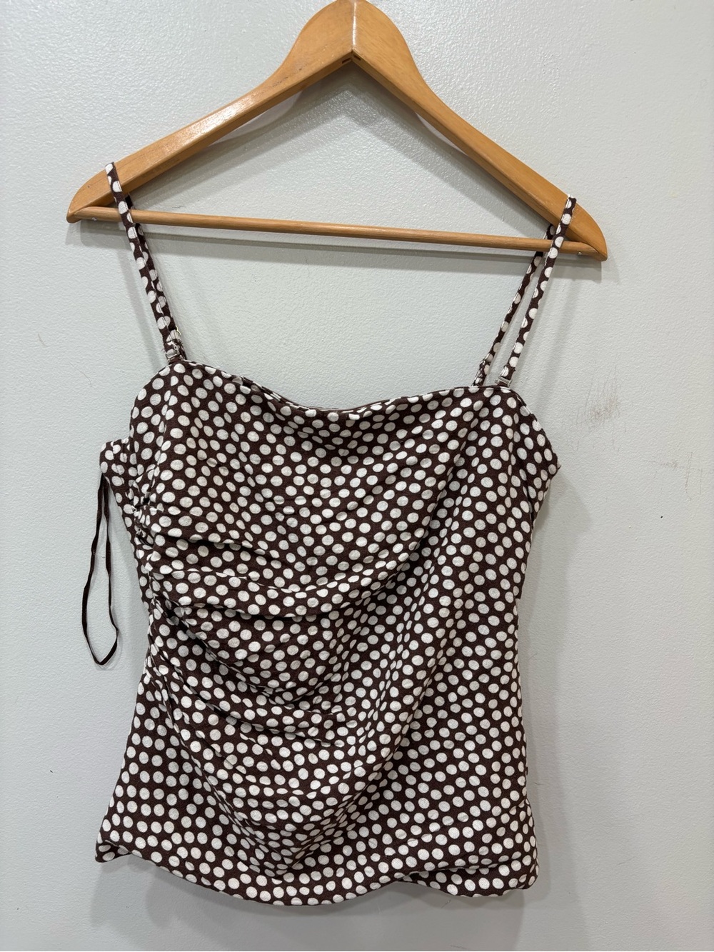 Abercrombie & Fitch Brown and White Polka Dot Crop Top